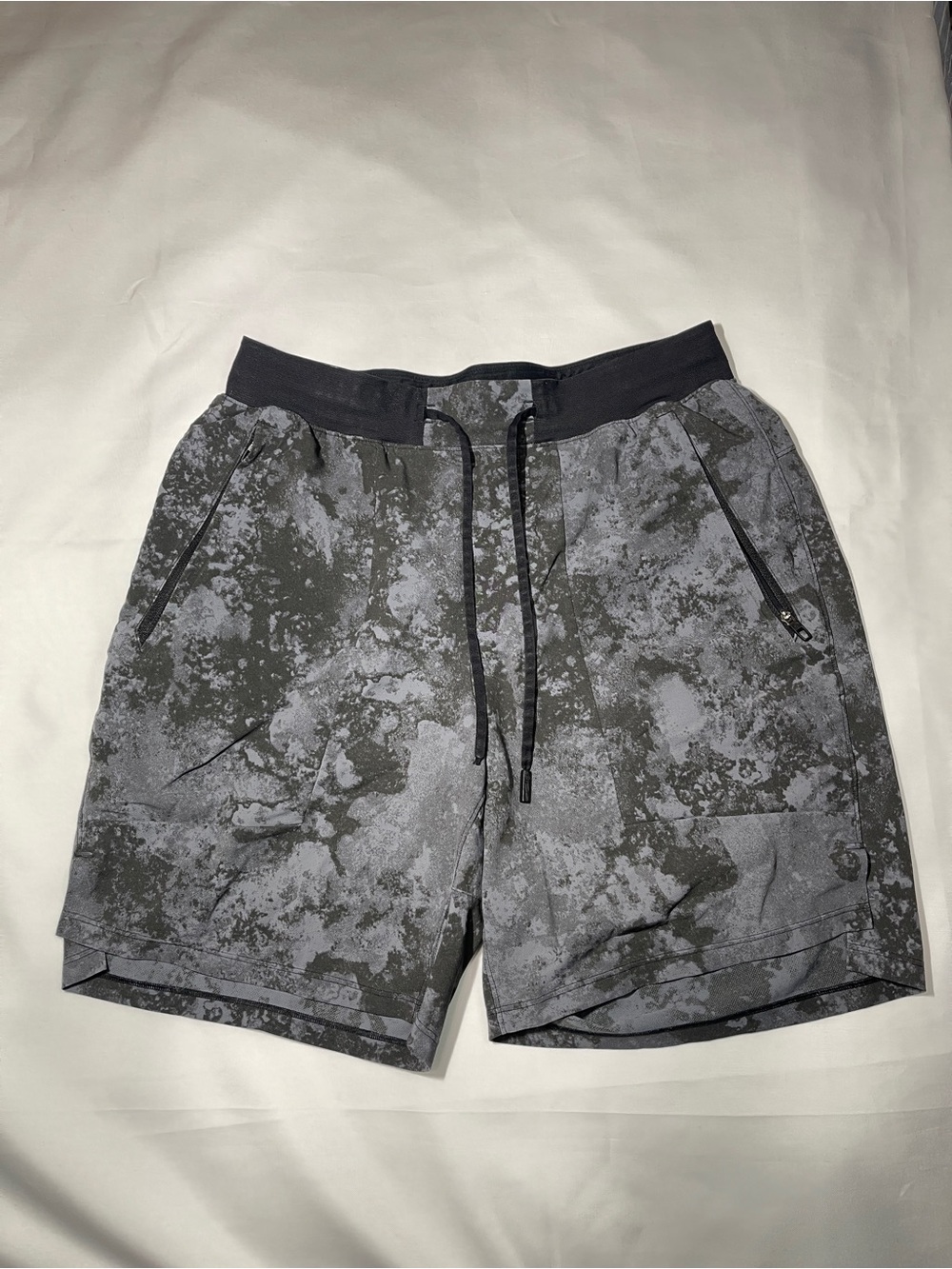 lululemon athletica Gray Black Camouflage Athletic Shorts